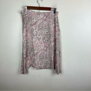 Tahari ASL Baby‎ Pink Lightweight 100% Silk Paisley Flowy Skirt Size 10 Midi VTG